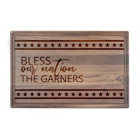 Bless our Nation Personalized 17 x 11 Walnut Cutting Board