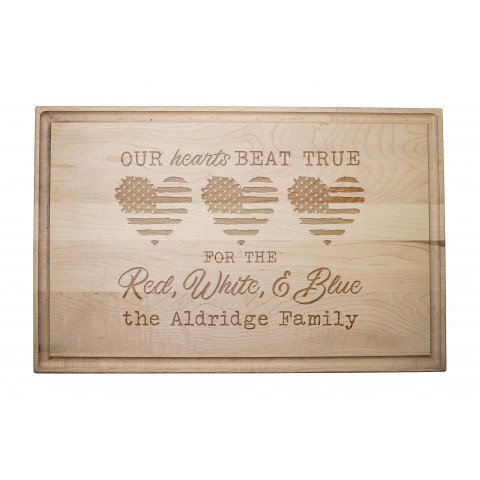 Our Hearts Beat True Personalized 17 x 11 Maple Cutting Board