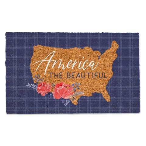 America the Beautiful Plaid 30 x 18 Door Mat