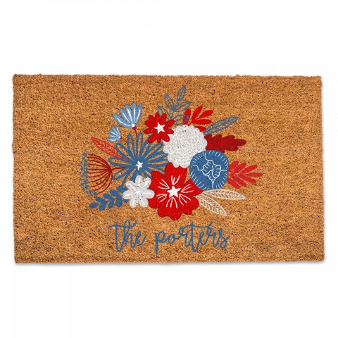Patriotic Flower Bunch Personalized 30 x 18 Door Mat