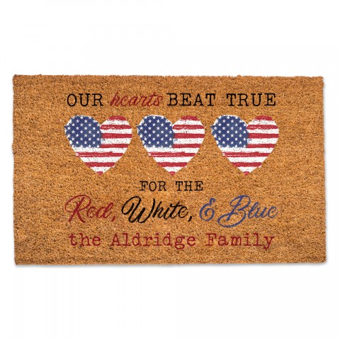 Our Hearts Beat True Personalized 30 x 18 Door Mat