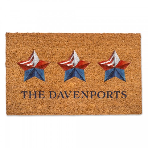 Patriotic Star Trio Personalized 30 x 18 Door Mat