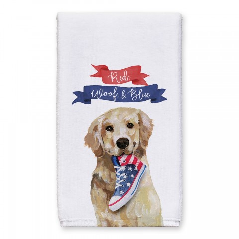 Red Woof and Blue Pup 16 x 25 Towel