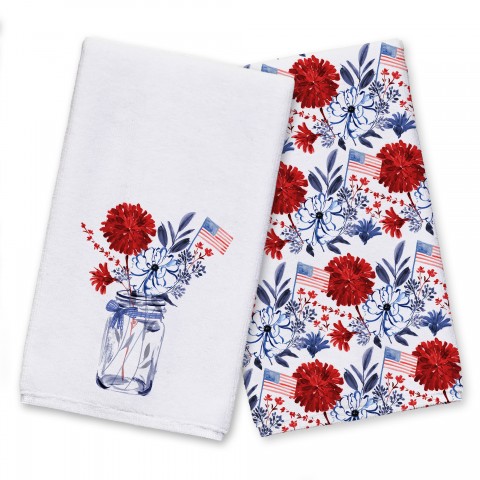 Mason Jar Patriotic Florals 16 x 25 Towel