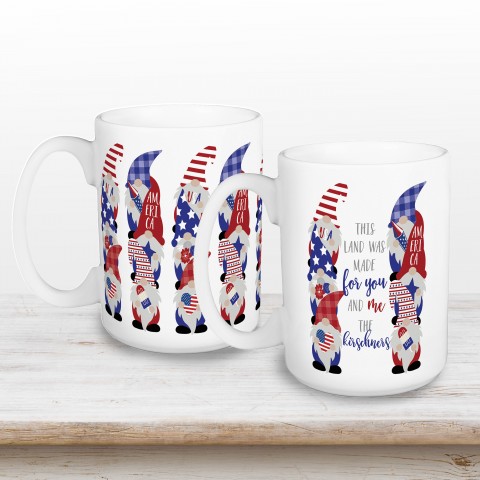 Made for You and Me Patriotic Gnomes Personalized 5 x 4.62 Mug