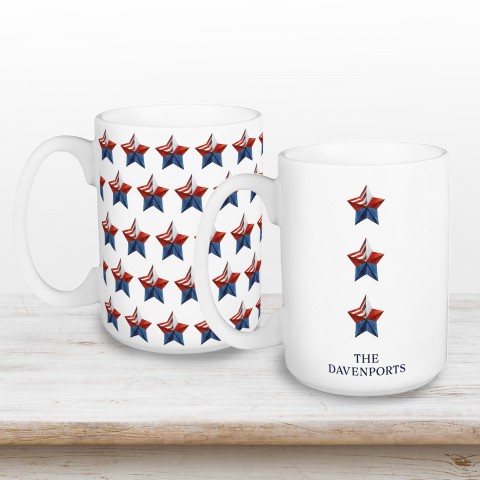 Patriotic Star Trio Personalized 5 x 4.62 Mug