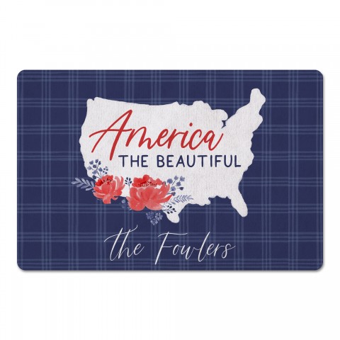 America the Beautiful Plaid Personalized 18 x 27 Floor Mat