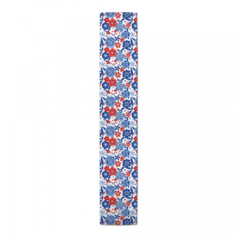 Red White and Blue Florals 16 x 72 Cotton Twill Runner