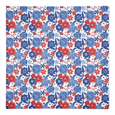 Red White and Blue Florals 10 x 10 Cotton Twill Napkin