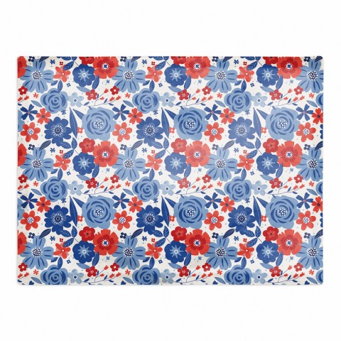 Red White and Blue Florals 14 x 18 Cotton Twill Placemat