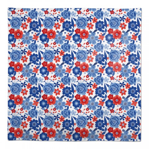 Red White and Blue Florals 58 x 58 Tablecloth