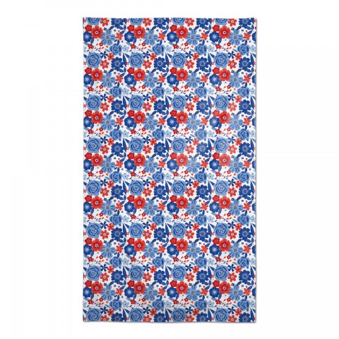 Red White and Blue Florals 58 x 102 Tablecloth