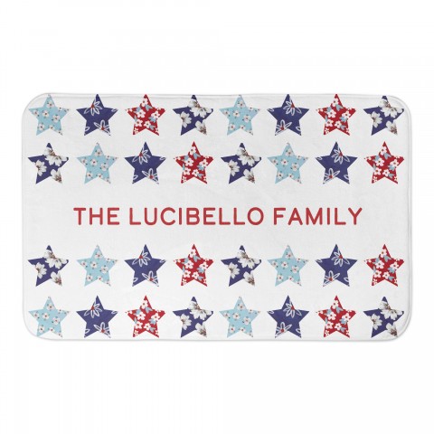 Floral Stars Pattern Personalized 21 x 34 Bath Mat
