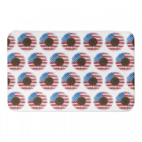 Patriotic Sunflower Pattern 21 x 34 Bath Mat