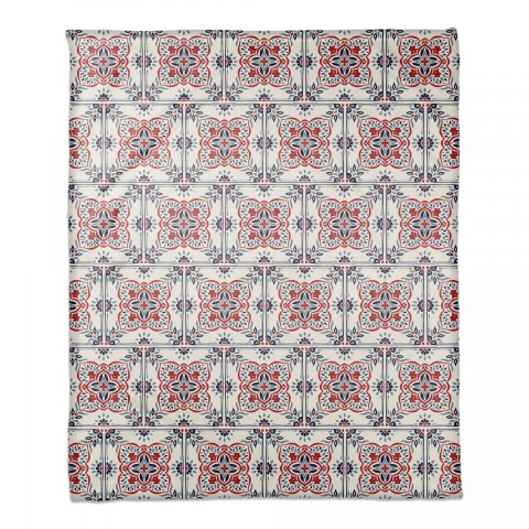 Red White and Blue Medallion Pattern 50 x 60 Coral Fleece Blanket