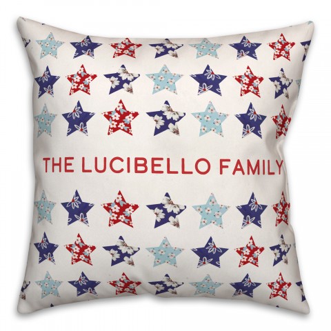 Floral Stars Pattern Personalized 18 x 18 Indoor / Outdoor Pillow