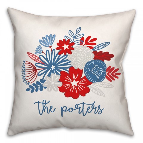 Patriotic Flower Bunch Personalized 18 x 18 Indoor / Outdoor Pillow