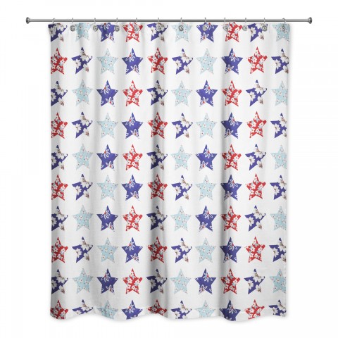 Floral Stars Pattern 71 x 74 Shower Curtain