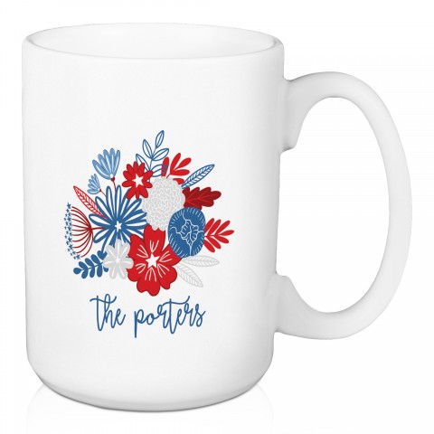 Patriotic Flower Bunch Personalized 5 x 4.62 Mug