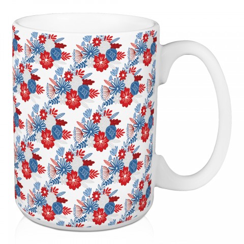 Patriotic Flower Bunch Pattern 5 x 4.62 Mug