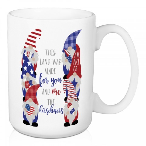 Made for You and Me Patriotic Gnomes Personalized 5 x 4.62 Mug
