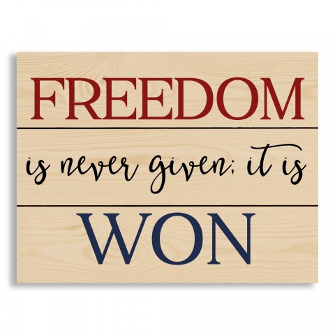 Freedom is Won 10.69 x 14 Pallet Wood Art