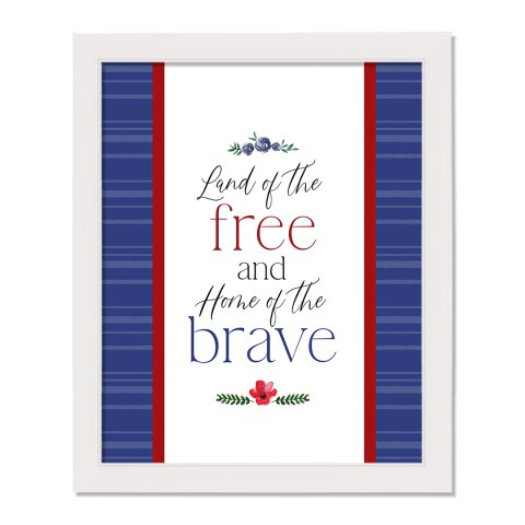 Land of the Free Home of the Brave 16 x 20 White Framed Print Under Plexiglass