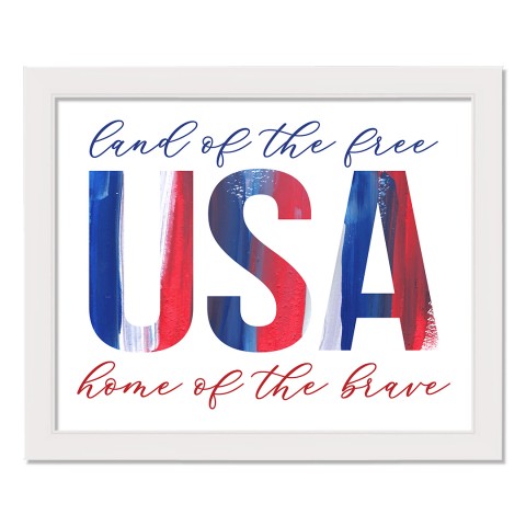 Paintstroke USA 21.63 x 17.63 White Framed Canvas
