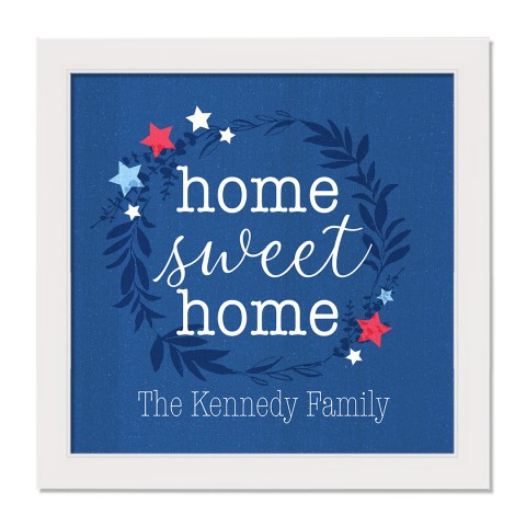 Home Sweet Home Personalized 17.63 x 17.63 White Framed Canvas