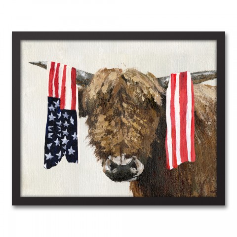 Patriotic Hyland 21.73 x 17.73 Black Framed Canvas