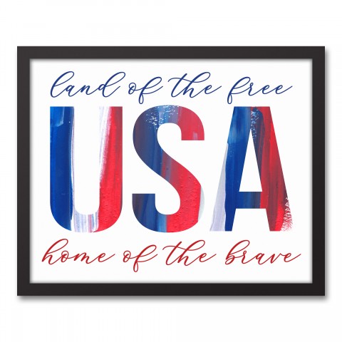 Paintstroke USA 21.73 x 17.73 Black Framed Canvas