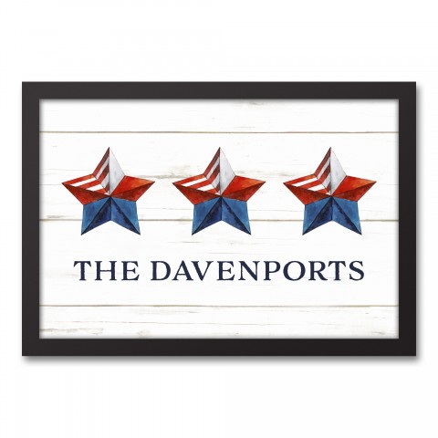 Patriotic Star Trio Personalized 19.73 x 13.73 Black Framed Canvas