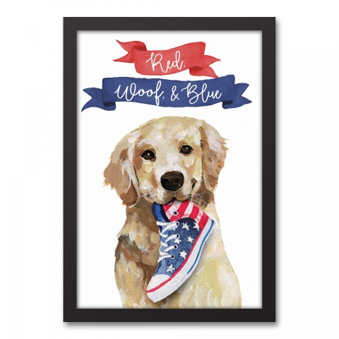 Red Woof and Blue Pup 13.73 x 19.73 Black Framed Canvas