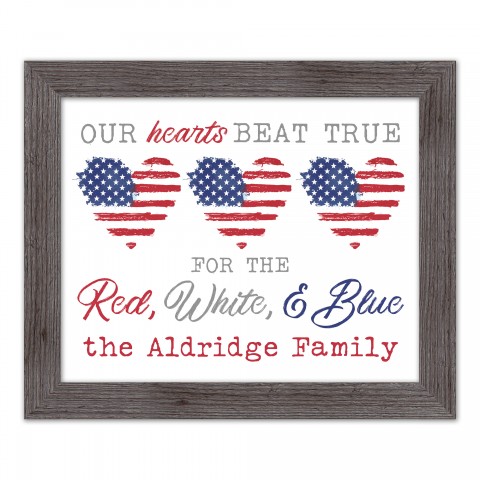 Our Hearts Beat True Personalized 20 x 16 Western Gray Framed Print
