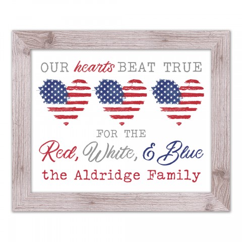 Our Hearts Beat True Personalized 20 x 16 Western White Framed Print