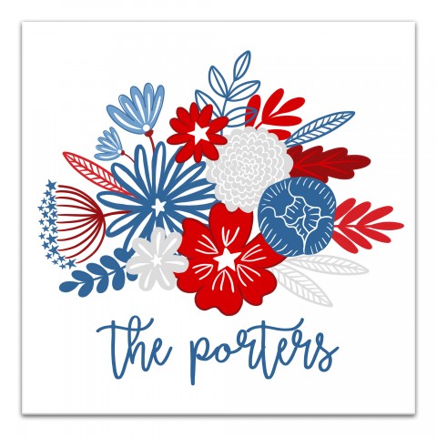 Patriotic Flower Bunch Personalized 16 x 16 Canvas Wall Art