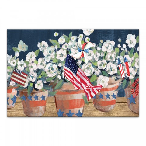Terracotta Patriotic Pots 36 x 24 Canvas Wall Art