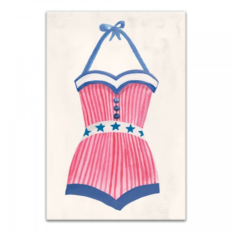 Candy Cane Swimsuit 12 x 18 Canvas Wall Art