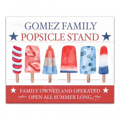 Family Popsicle Stand Personalized 20 x 16 Canvas Wall Art