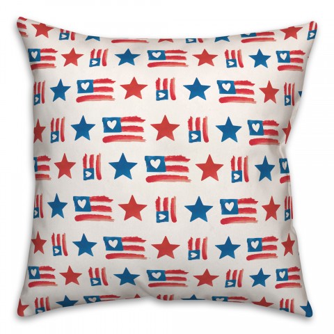 Flags and Stars Pattern 18 x 18 Indoor / Outdoor Pillow