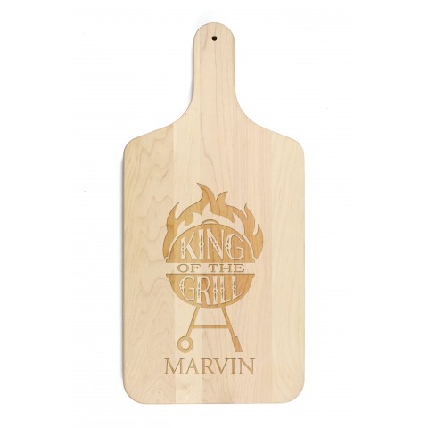 King of the Grill Personalized 8 x 17 Maple Paddle Cutting Board