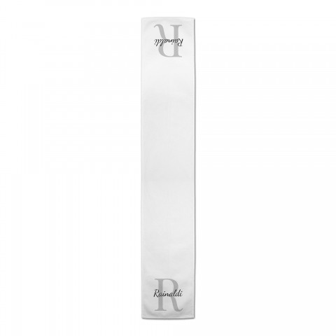 Monogram White Gray Name Personalized 16 x 90 Outdoor Table Runner