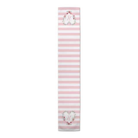 Floral Heart Monogram Personalized 16 x 72 Outdoor Table Runner