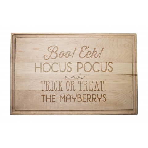 Boo Eek Hocus Pocus Trick or Treat Personalized 17 x 11 Maple Cutting Board