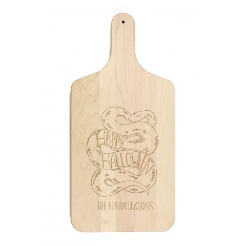 Happy Halloween Snake Personalized 8 x 17 Maple Paddle Cutting Board