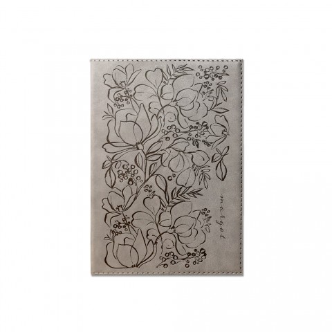 Floral Doodles Personalized 6 x 8.5 Gray Leather Journal