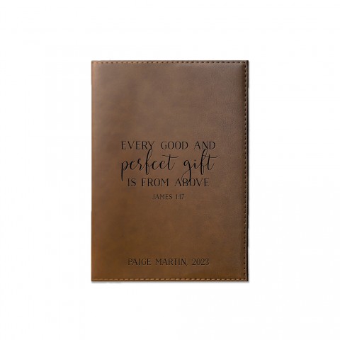 Every Good and Perfect Gift Personalized 6 x 8.5 Brown Leather Journal