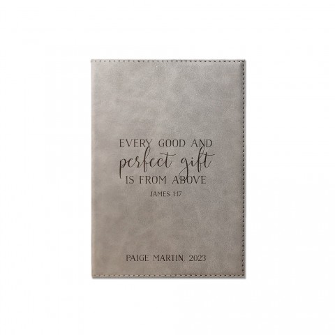 Every Good and Perfect Gift Personalized 6 x 8.5 Gray Leather Journal