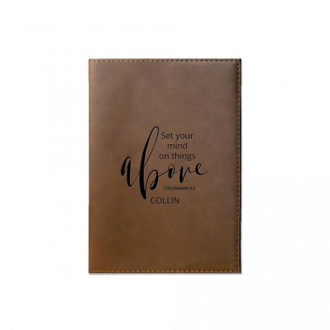 Set Your Mind on Things Above Personalized 6 x 8.5 Brown Leather Journal