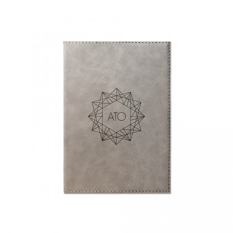 Geo Shape Monogram Personalized 6 x 8.5 Gray Leather Journal